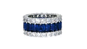6.00 ct. t.w. Simulated Sapphire and 4.00 ct. t.w. CZ Eternity Band in Sterling Silver