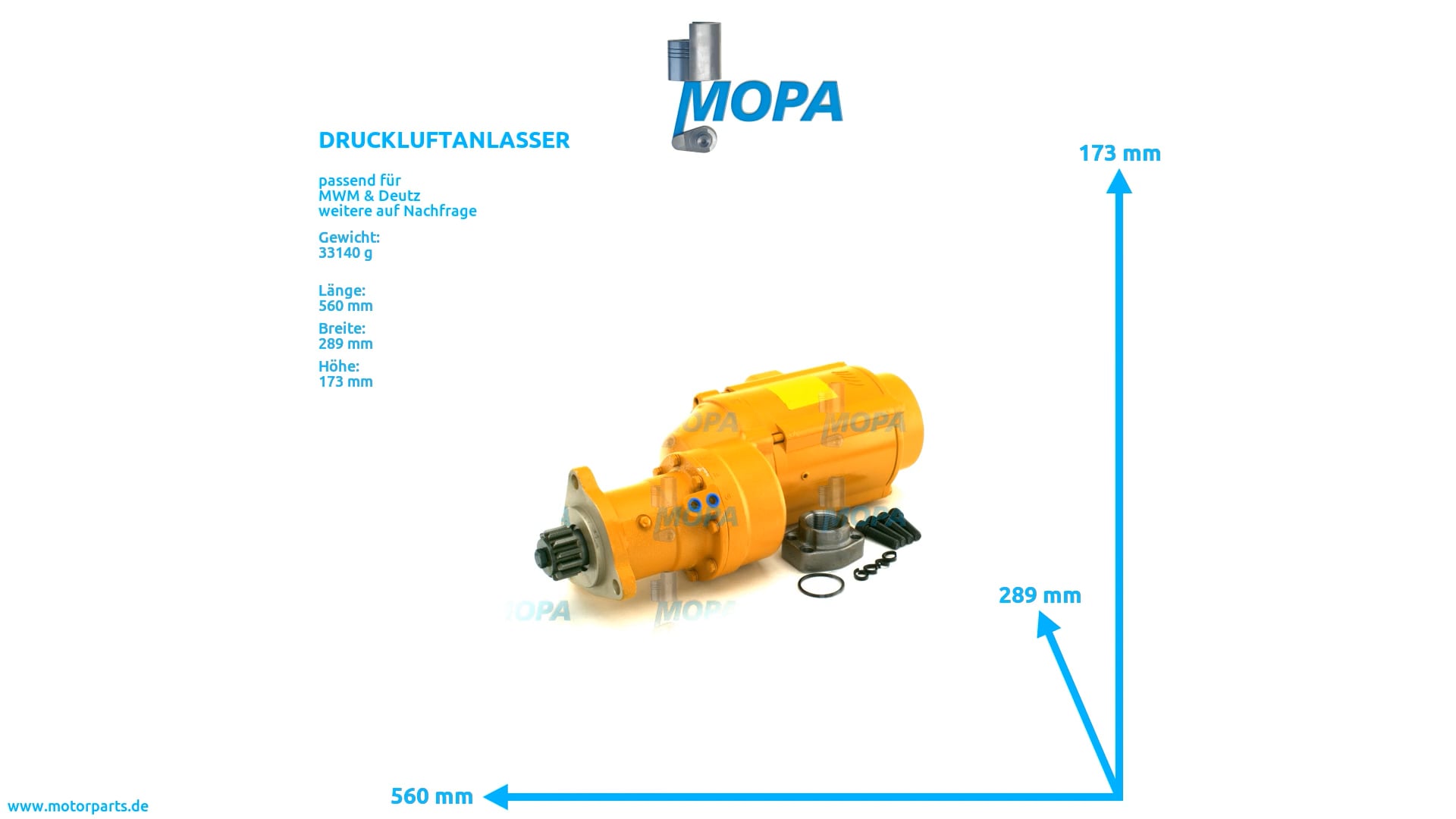 12284725 - MOPA DRUCKLUFTANLASSER passend für MWM & Deutz Motoren 