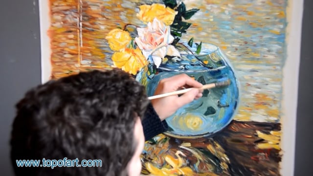 Hassam | Roses in a Vase | Painting Reproduction Video | TOPofART