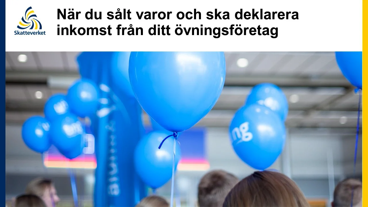 När du sålt varor och ska deklarera inkomst från ditt övningsföretag on
