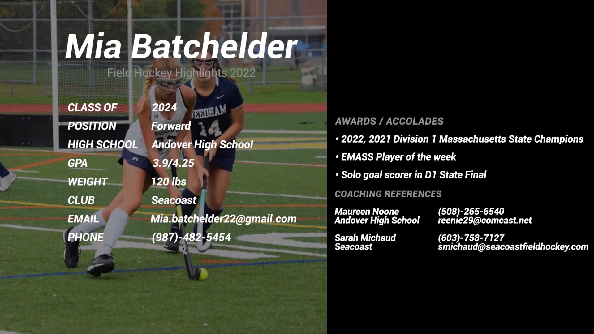Mia Batchelder Field Hockey Highlights on Vimeo