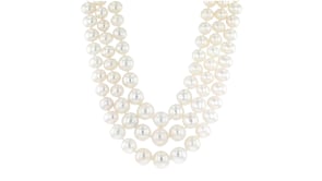 6-12.5mm Cultured Pearl Three-Strand Necklace With 14kt Yellow Gold