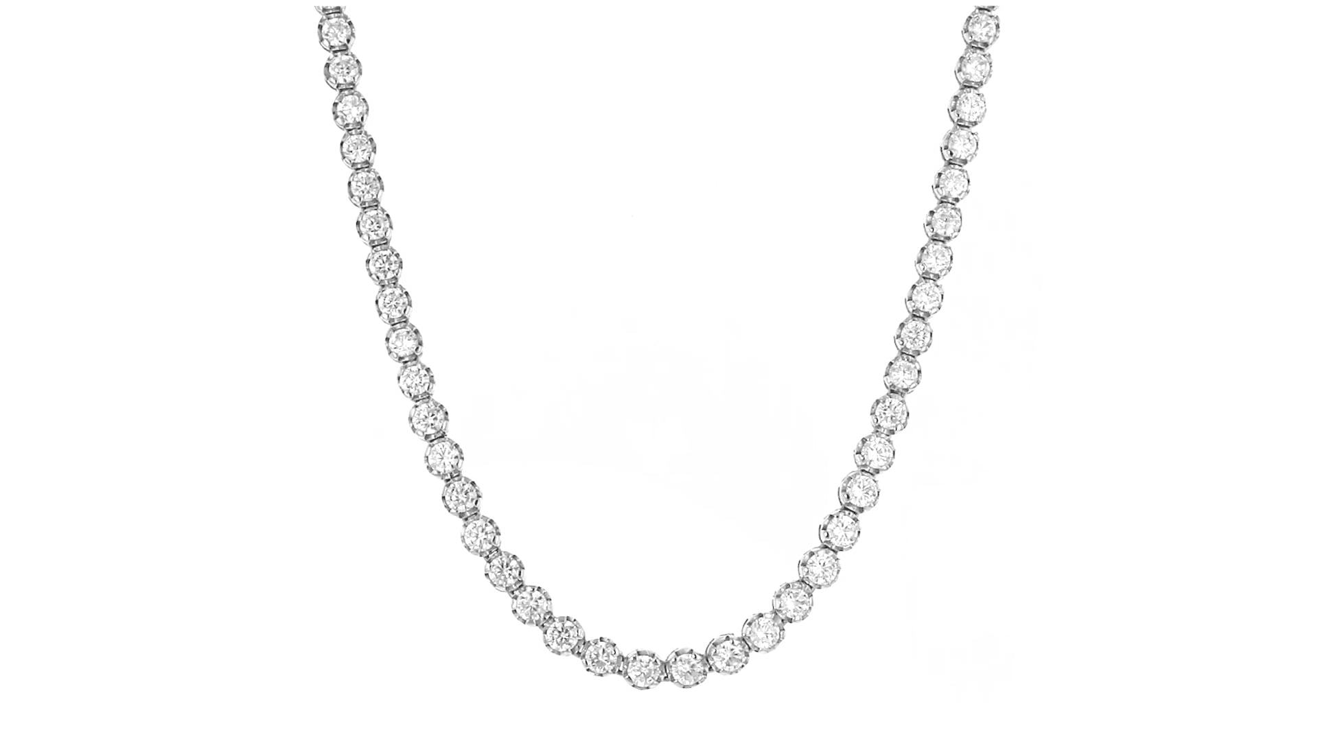 10.00 ct. t.w. CZ Tennis Necklace in Sterling Silver on Vimeo