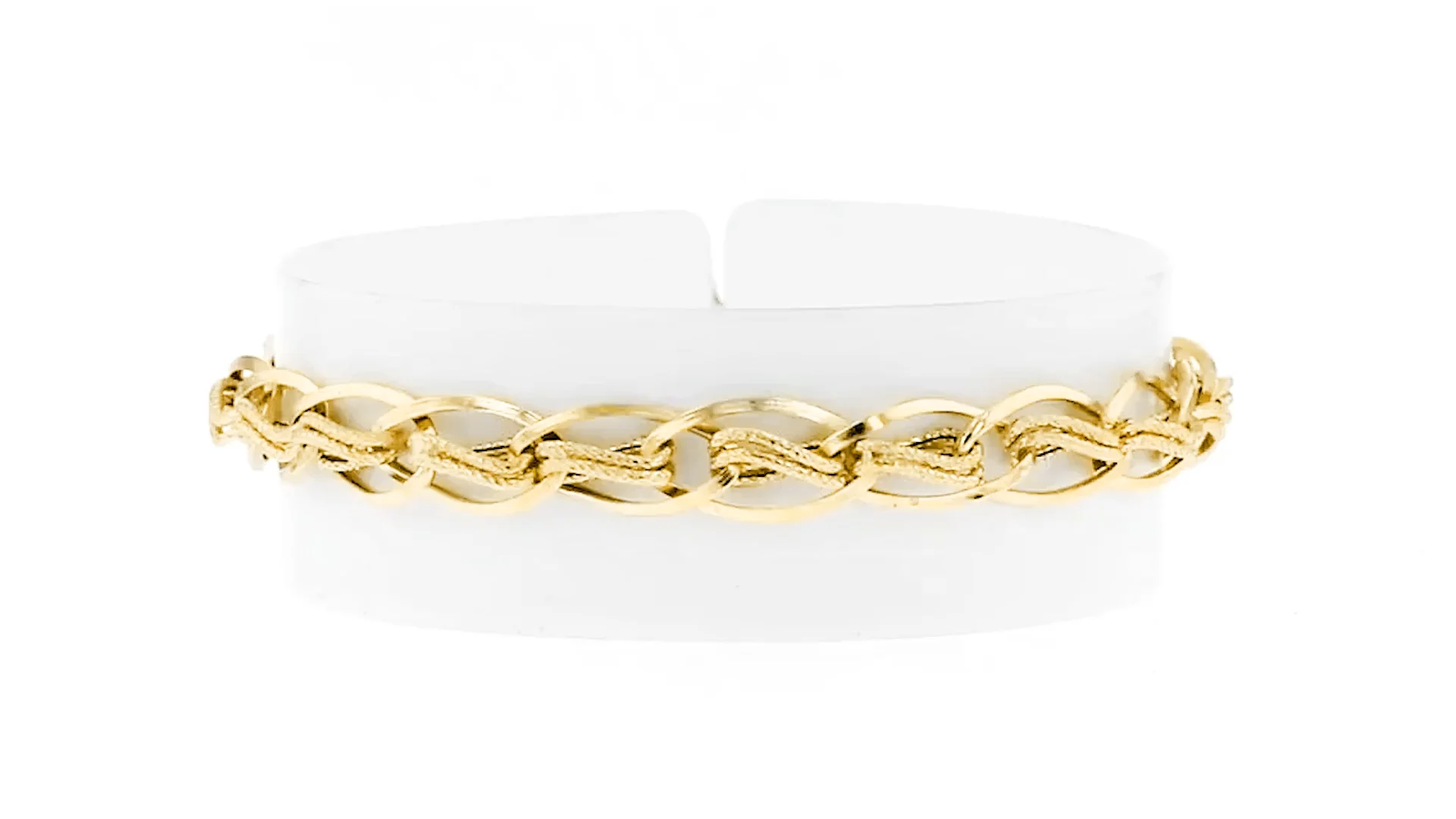 14kt Yellow Gold Oval and Double-Twisted Link Bracelet | Ross Simons