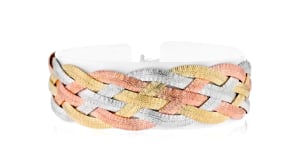 Italian Tri-Colored Sterling Silver Reversible Braid Bracelet
