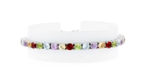 9.50 ct. t.w. Multi-Gemstone Tennis Bracelet in Sterling Silver