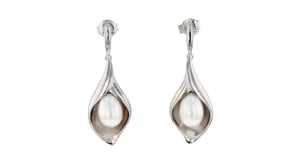 6.5-7mm Cultured Pearl Nature-Inspired Drop Earrings in Sterling Silver