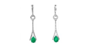 1.00 ct. t.w. Emerald and .40 ct. t.w. White Topaz Drop Earrings in Sterling Silver
