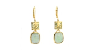 Jade Longevity Drop Earrings in 18kt Gold Over Sterling