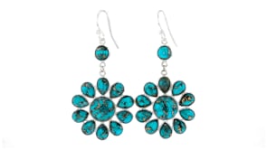 Turquoise Flower Drop Earrings in Sterling Silver