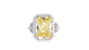 5.00 Carat Canary Yellow CZ and 1.10 ct. t.w. White CZ Ring in Sterling Silver