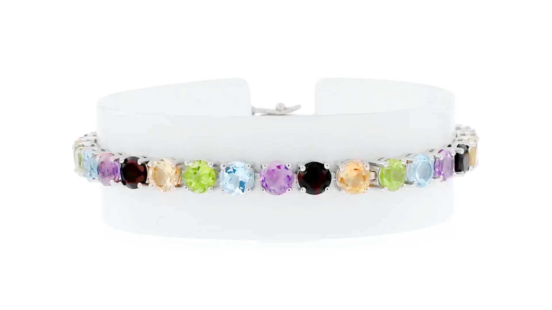 18.60 ct. t.w. Multi-Gemstone Tennis Bracelet in Sterling Silver