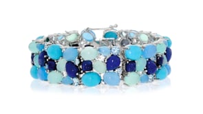 Blue and White Multi-Stone Cluster Bracelet in Sterling Silver
