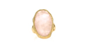 17.00 Carat Rose Quartz Ring in 18kt Gold Over Sterling