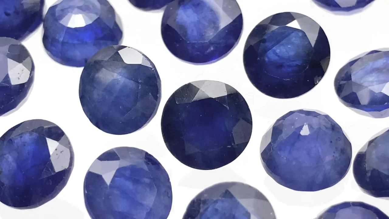 ブルーサファイア ルース ラウンドファセットカット8×8mm 1個｜天然石