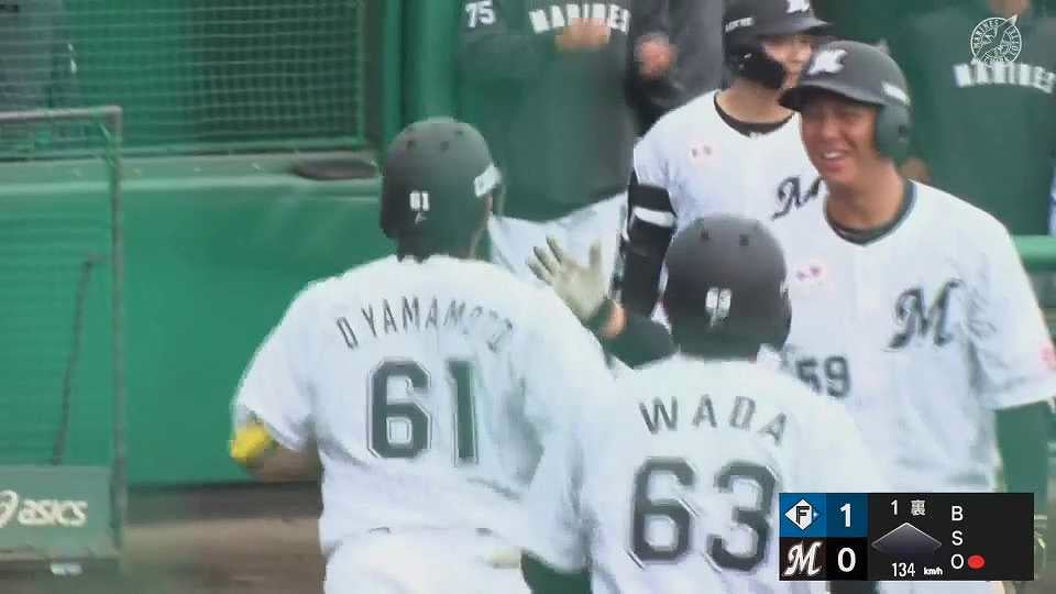 【ファーム】すぐさま反撃!! マリーンズ・山本大斗 逆方向に逆転の2ランホームラン!!  2023年4月2日 千葉ロッテマリーンズ 対 北海道日本ハムファイターズ