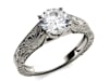 Round Moissanite Ring with Filigree Band in 14K White Gold &#40;1 ct.&#41;