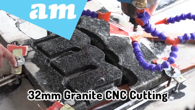 32mm Granite Cutting by EasyRoute CNC Stone Router 12mm Tooling 11mm Step Down 800mm/m Feedrate