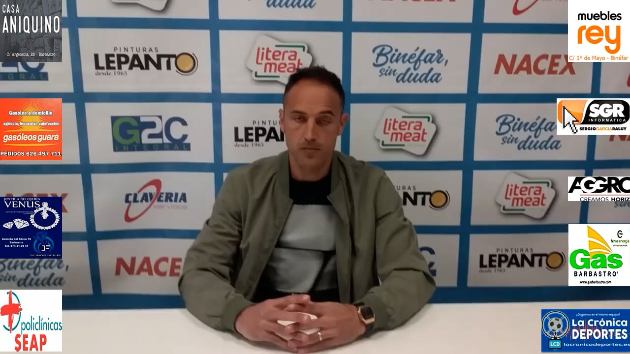 DAVID GIMÉNEZ (Entrenador Binéfar) CD Binéfar 2-0 SD Ejea / Jornada 28 / 3ª División