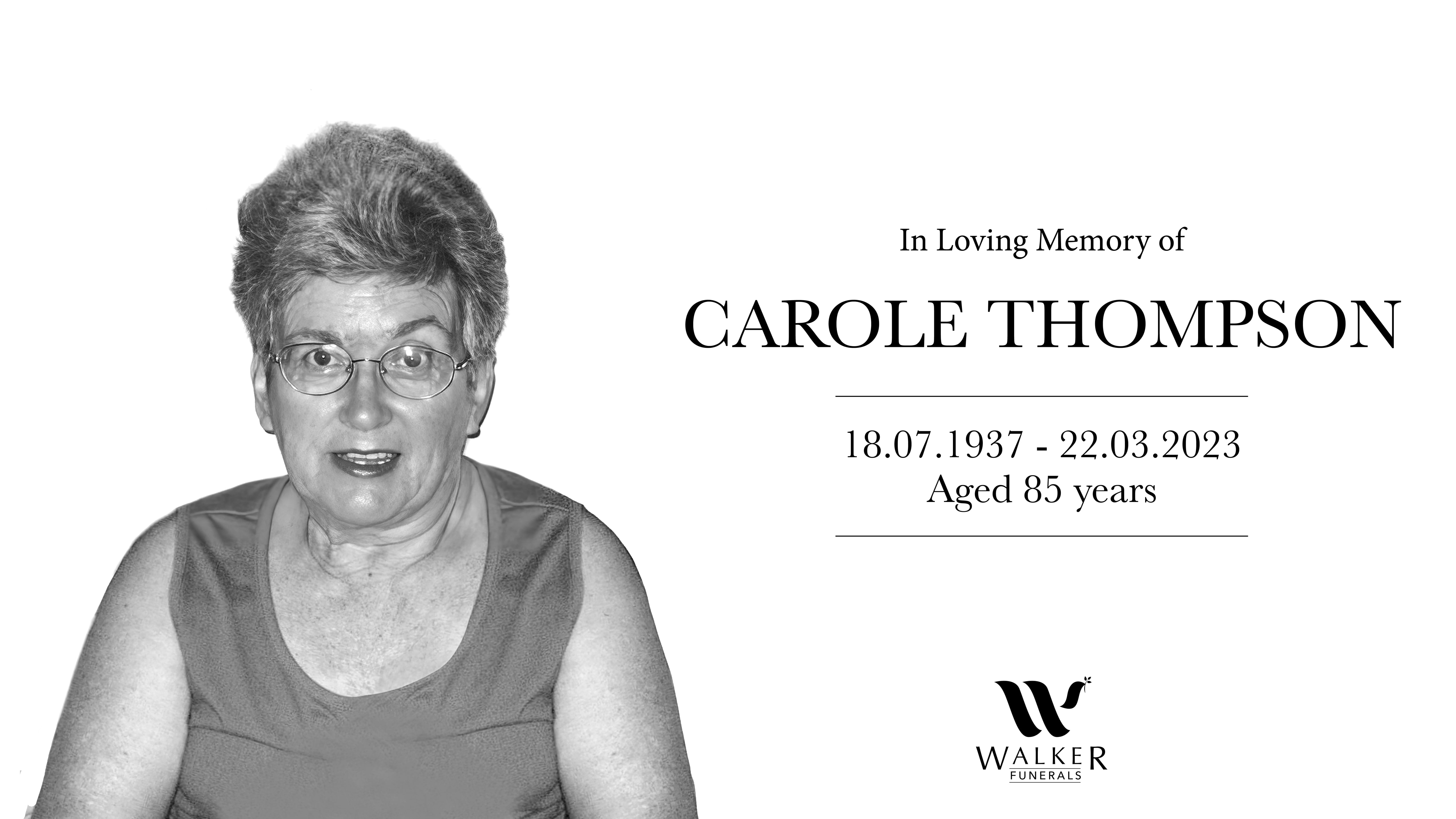 Robert B Walker Funerals - Carole Thompson On Vimeo