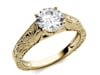 Round Moissanite Ring with Filigree Band in 14K Yellow Gold &#40;1 ct.&#41;