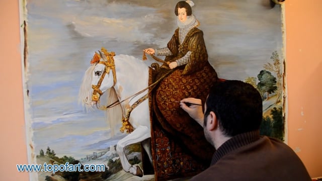 Velazquez | Queen Isabel de Bourbon, wife of Felipe IV on Horseback | Painting Reproduction Video | TOPofART