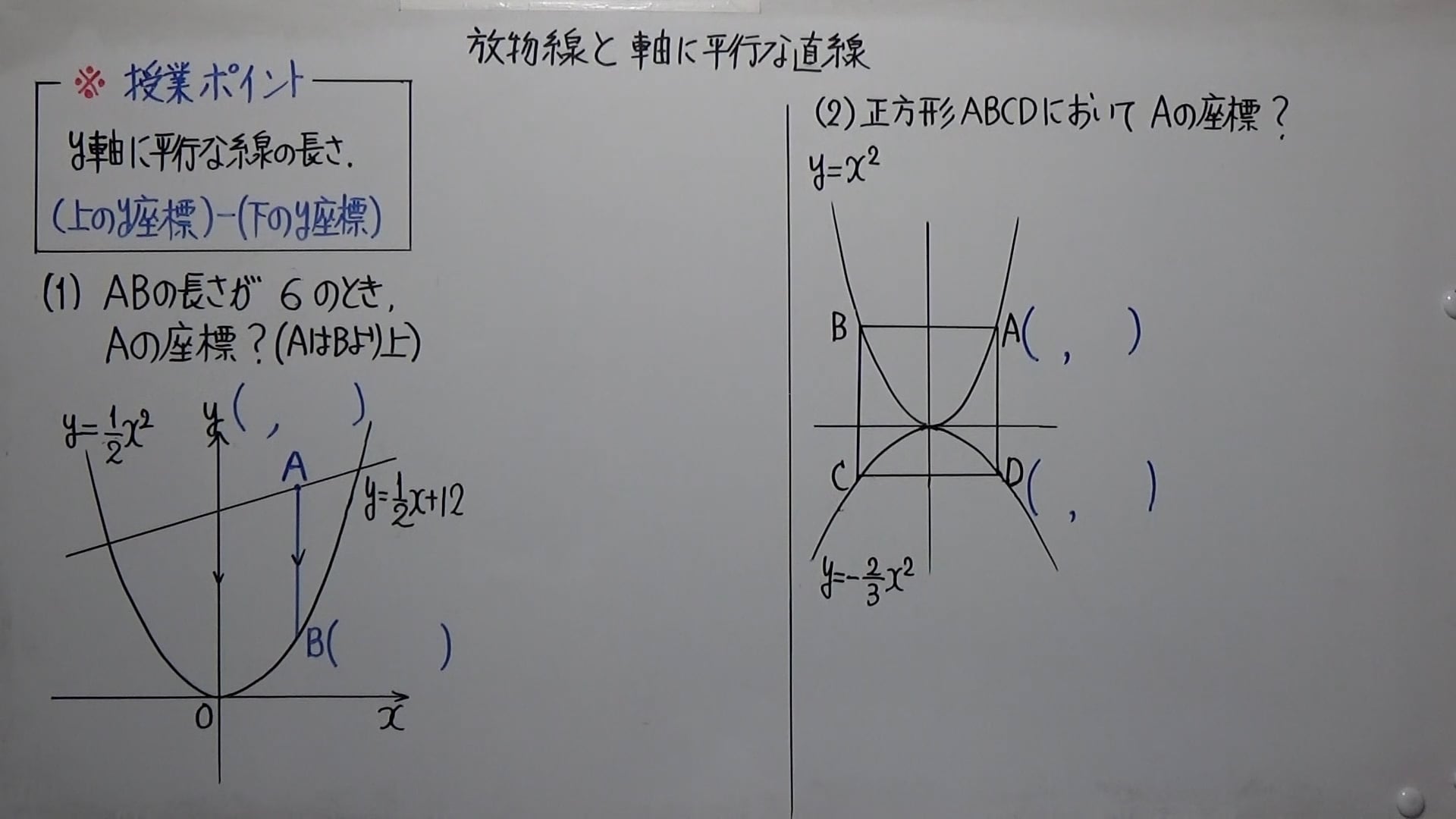 ４－６放物線と軸に平行な直線