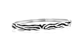 Black and White Enamel Zebra-Print Bangle Bracelet in Sterling Silver