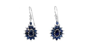 3.00 ct. t.w. Sapphire Cluster Drop Earrings in Sterling Silver
