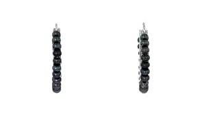 3-3.5mm Black Cultured Pearl Hoop Earrings in Sterling Silver