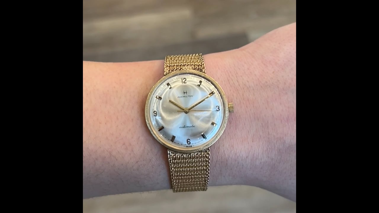 Mid-Century Vintage Ladies Hamilton Watch in 14k Yellow Gold
