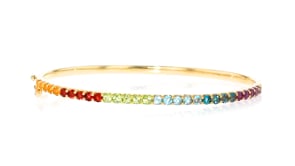 2.20 ct. t.w. Multi-Gemstone Bangle Bracelet in 18kt Gold Over Sterling