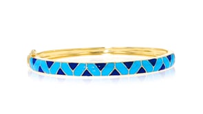 Tonal Blue Enamel Geometric Bangle Bracelet in 18kt Gold Over Sterling