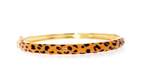 Brown and Black Enamel Leopard-Print Bangle Bracelet in 18kt Gold Over Sterling