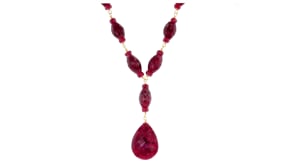175.00 ct. t.w. Ruby Drop Necklace in 18kt Yellow Gold Over Sterling Silver
