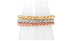 18kt Tri-Colored Gold Jewelry Set Three Roped Rings