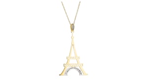 14kt Yellow Gold Eiffel Tower Pendant Necklace with Diamond Accents