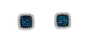 20 ct. t.w. Blue Diamond Square Stud Earrings in Sterling Silver