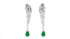 3.70 ct. t.w. Simulated Emerald and .80 ct. t.w. CZ Leopard Drop Earrings in Sterling Silver