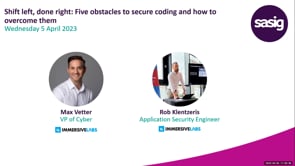 Wednesday 5 April 2023 - Shift left, done right: Five obstacles to secure coding and how to overcome them