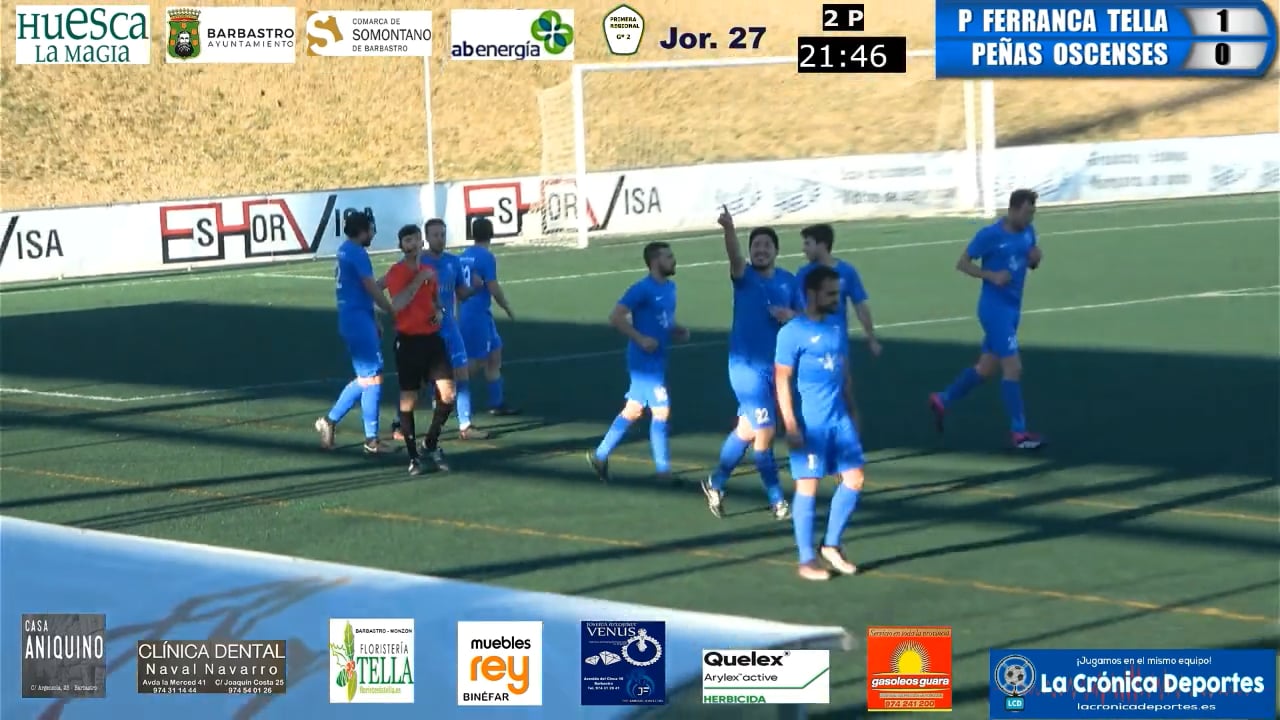 (RESUMEN Y GOLES) Peña Ferranca Tella 3-0 Peñas Oscenses / Jornada 27 / 1ª Regional Gr 2