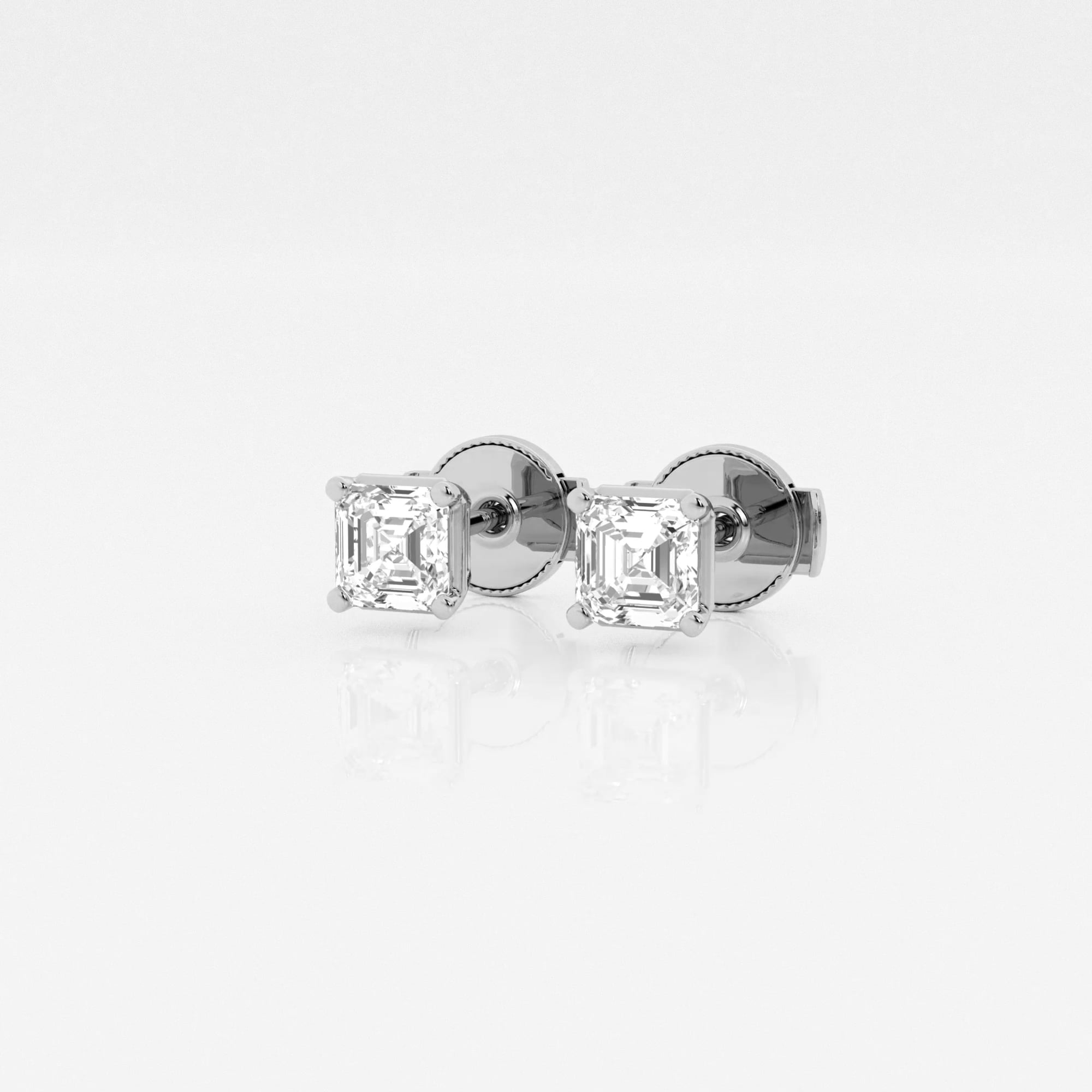 product video for 1 ctw Asscher Lab Grown Diamond Solitaire Stud Earrings