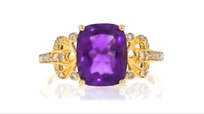 3.00 Carat Amethyst Ring with .15 ct. t.w. Diamonds in 14kt Yellow Gold