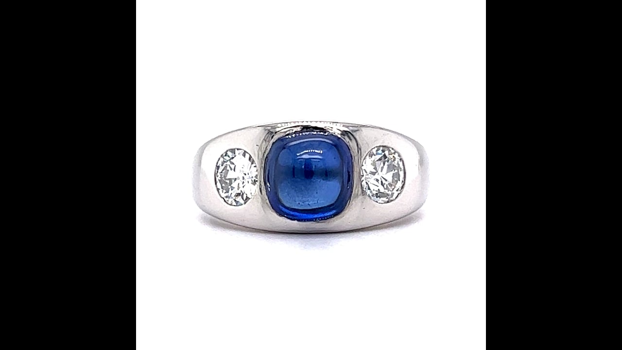 Men's Art Deco Sapphire & Diamond Ring in Platinum