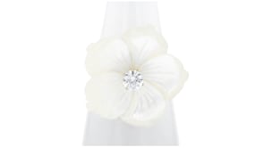Italian Mother-of-Pearl and .30 Carat CZ Flower Ring in 18kt Gold Over Sterling