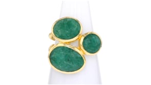 12.90 ct. t.w. Emerald Ring in 18kt Gold Over Sterling