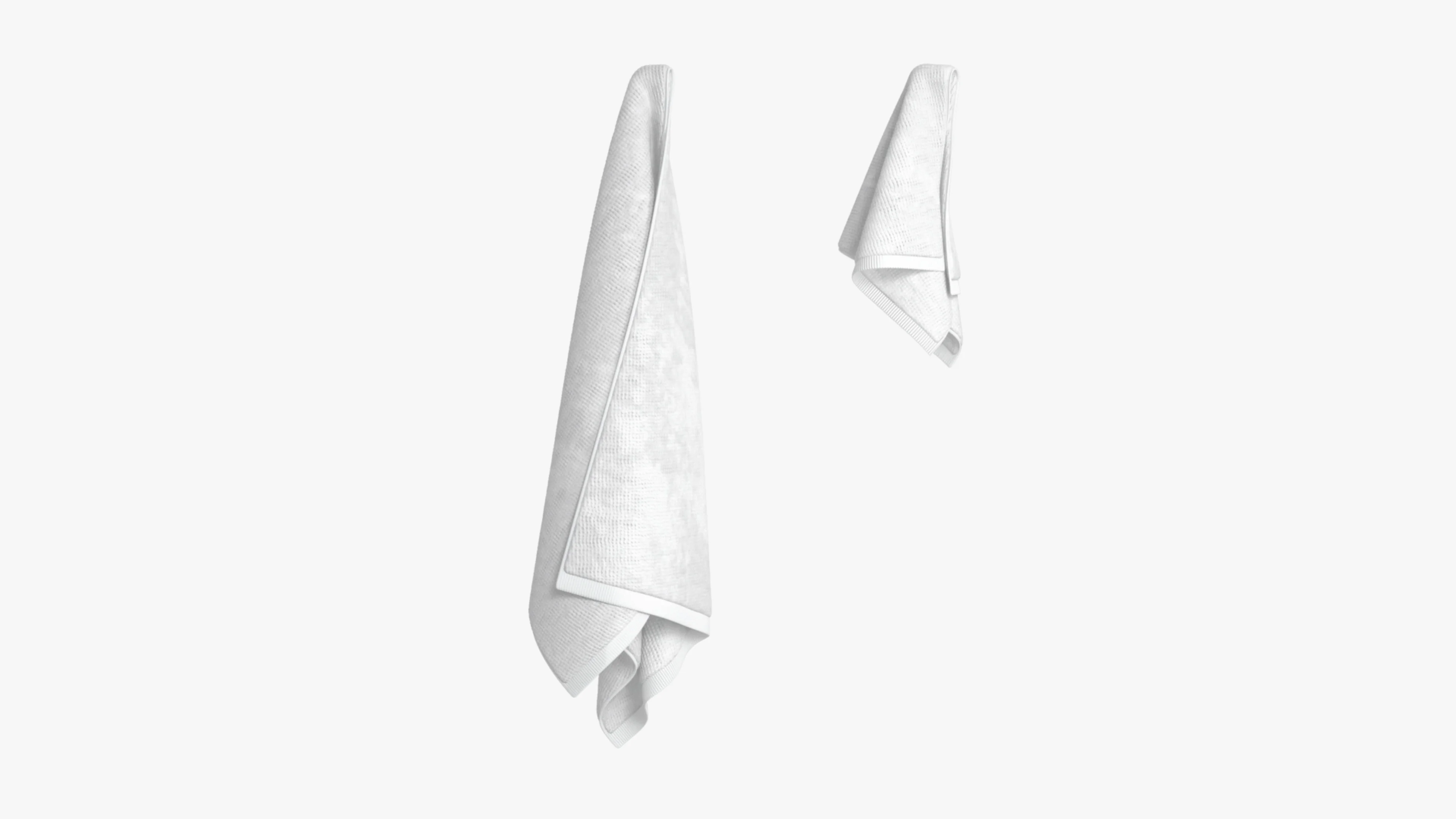 White Small and Big Towel Hanging on Hook - hang shower bath towels 3D  Model in Other 3DExport