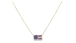 20 ct. t.w. Multi-Gemstone and .13 ct. t.w. Diamond American Flag Necklace in 14kt Yellow Gold