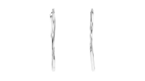 Sterling Silver Twisted Oval Hoop Earrings