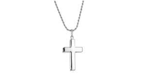 Mens Sterling Silver Cross Pendant Necklace